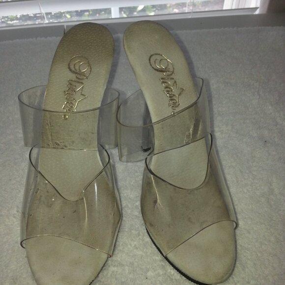 Pleaser Clear Worn Dancer High Platform Heels - Picture 3 of 7